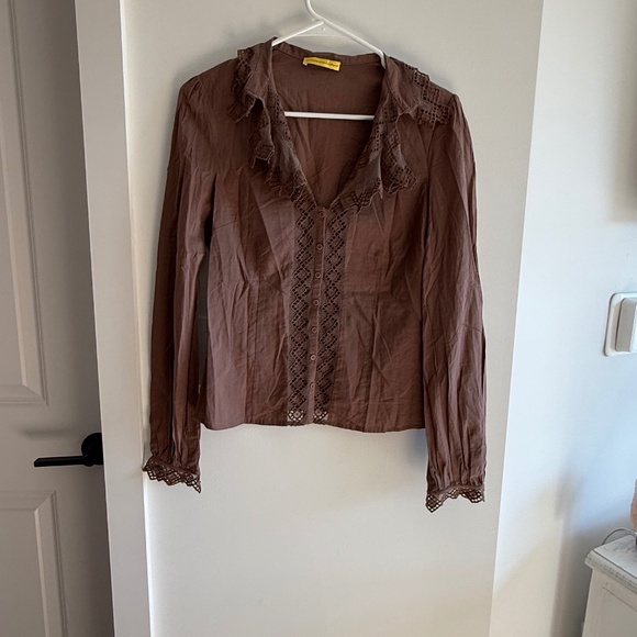 Catherine Malandrino Brown Eyelet Blouse - Picture 1 of 3